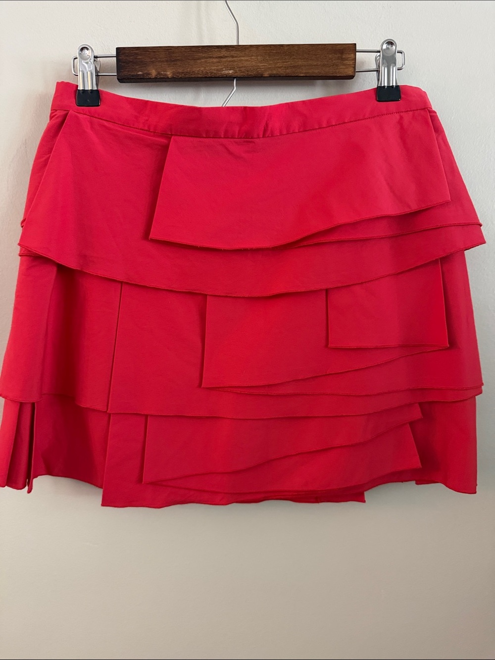 BCBGMaxAzria Layered Ruffle Mini Skirt - Red